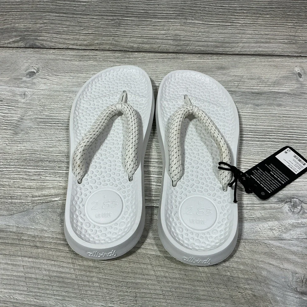 Allbirds Sugar Zeffer Flip Flops Sandals White Summer Size Mens 10 Womens 12 NWT
